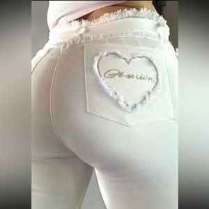 Bodied by Uchis corazoncito coke white bootcut jeans